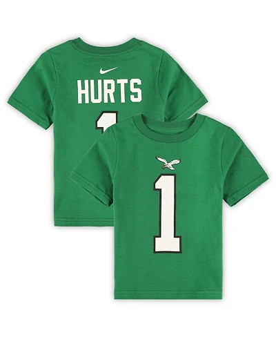Toddler Boys and Girls Nike Jalen Hurts Kelly Green Philadelphia Eagles Player Name and Number T-shirt