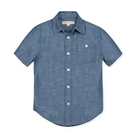Hope & Henry Boys Short Sleeve Chambray Button Down Shirt
