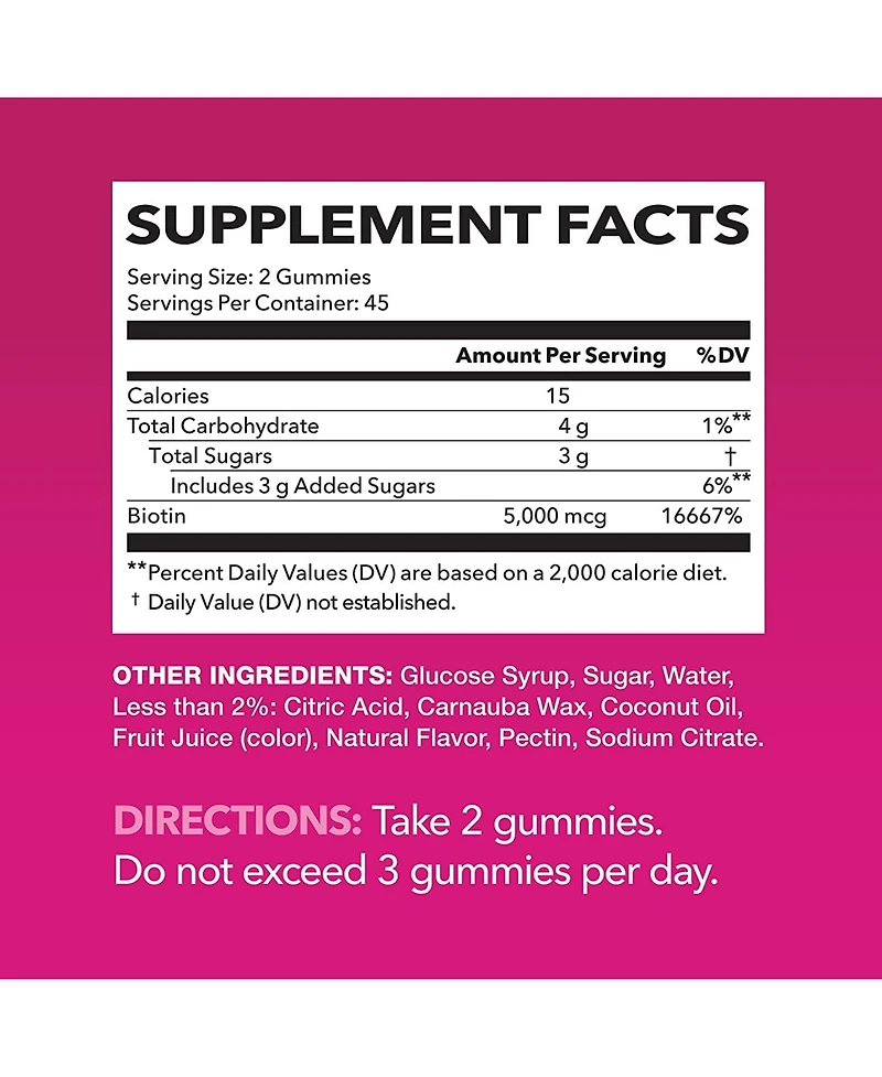 Biotin Gummies, Hair, Skin & Nail Supplement, Strawberry Flavor, Havasu Nutrition, 90ct