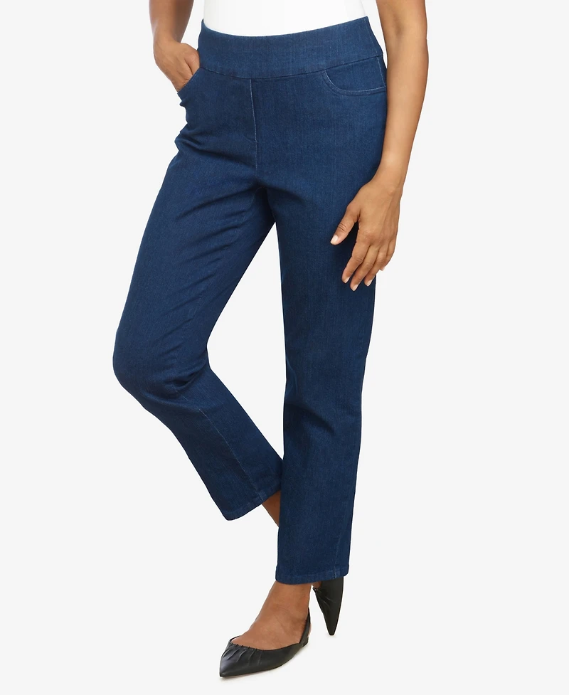 Alfred Dunner Women's Super Stretch Mid- Rise Average Length Denim Pant