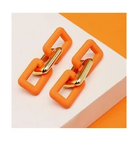 Sohi Women's Orange Chain-link Drop Earrings