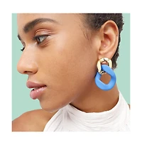 Sohi Women's Blue Chain-link Drop Earrings