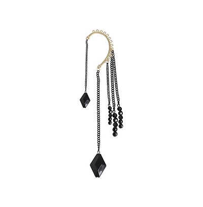 Sohi Women's Black Chain-link Drop Ear cuff