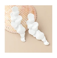 Sohi Women's White Abstract Drop Earrings
