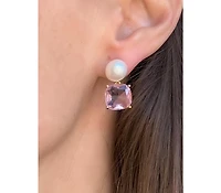 Pearl and Pink Crystal Drop Earring