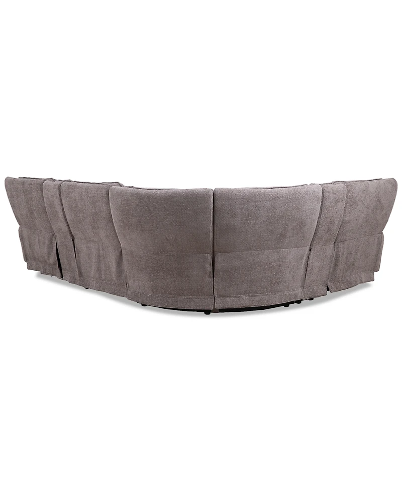 Closeout! Deklyn 129" 6-Pc. Zero Gravity Fabric Sectional with 3 Power Recliners & 2 Consoles, Created for Macy's