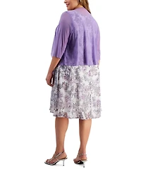 Connected Plus Printed Dress and Mesh Jacket