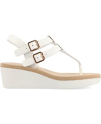 Journee Collection Women's Bianca Double Buckle Platform Wedge Sandals