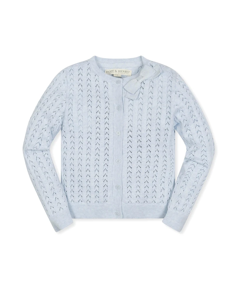 Hope & Henry Girls' Point Elle Bow Cardigan