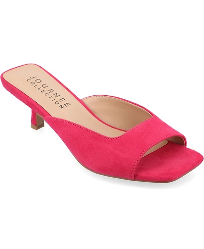 Journee Collection Women's Larna Square Toe Slip On Kitten Heels