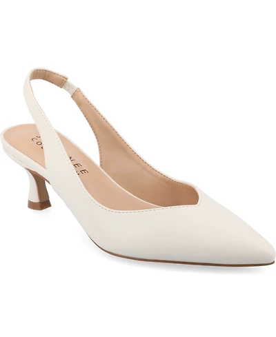 Journee Collection Women's Mikoa Slingback Pointed Toe Kitten Heels