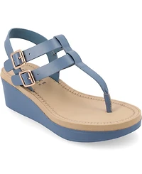 Journee Collection Women's Bianca Double Buckle Platform Wedge Sandals