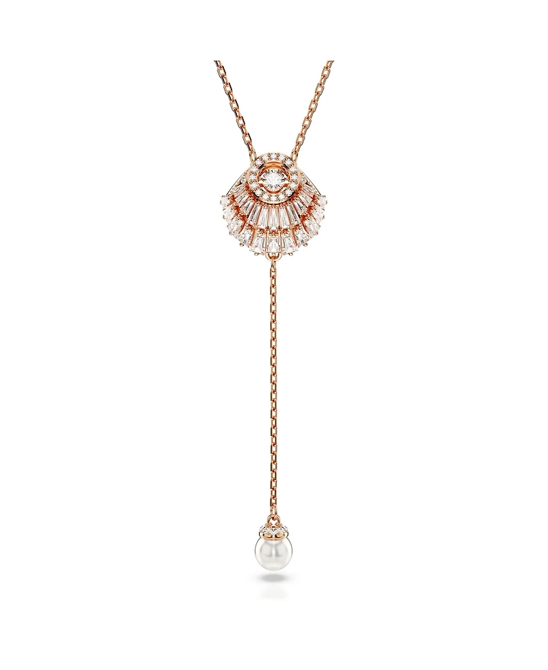 Swarovski Shell, White, Rose Gold-Tone Idyllia Y Pendant Necklace