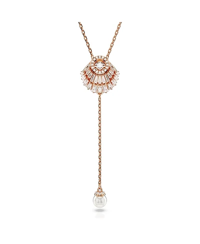 Swarovski Shell, White, Rose Gold-Tone Idyllia Y Pendant Necklace
