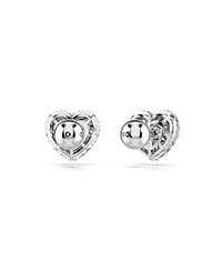 Swarovski Heart, Blue, Rhodium Plated Hyperbola Stud Earrings