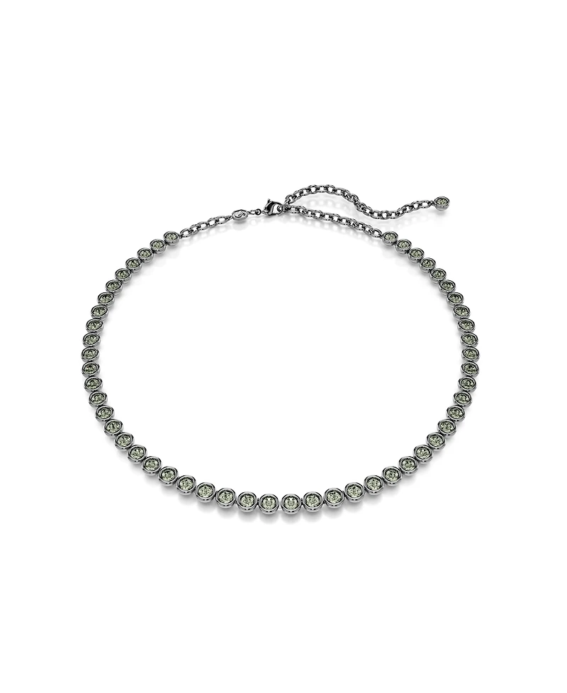 Swarovski Round Cut, Gray, Ruthenium Plated Imber Tennis Necklace
