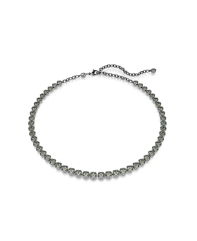 Swarovski Round Cut, Gray, Ruthenium Plated Imber Tennis Necklace