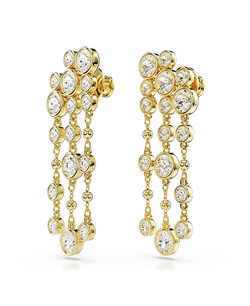 Swarovski Round Cut, Chandelier, White, Gold-Tone Imber Drop Earrings