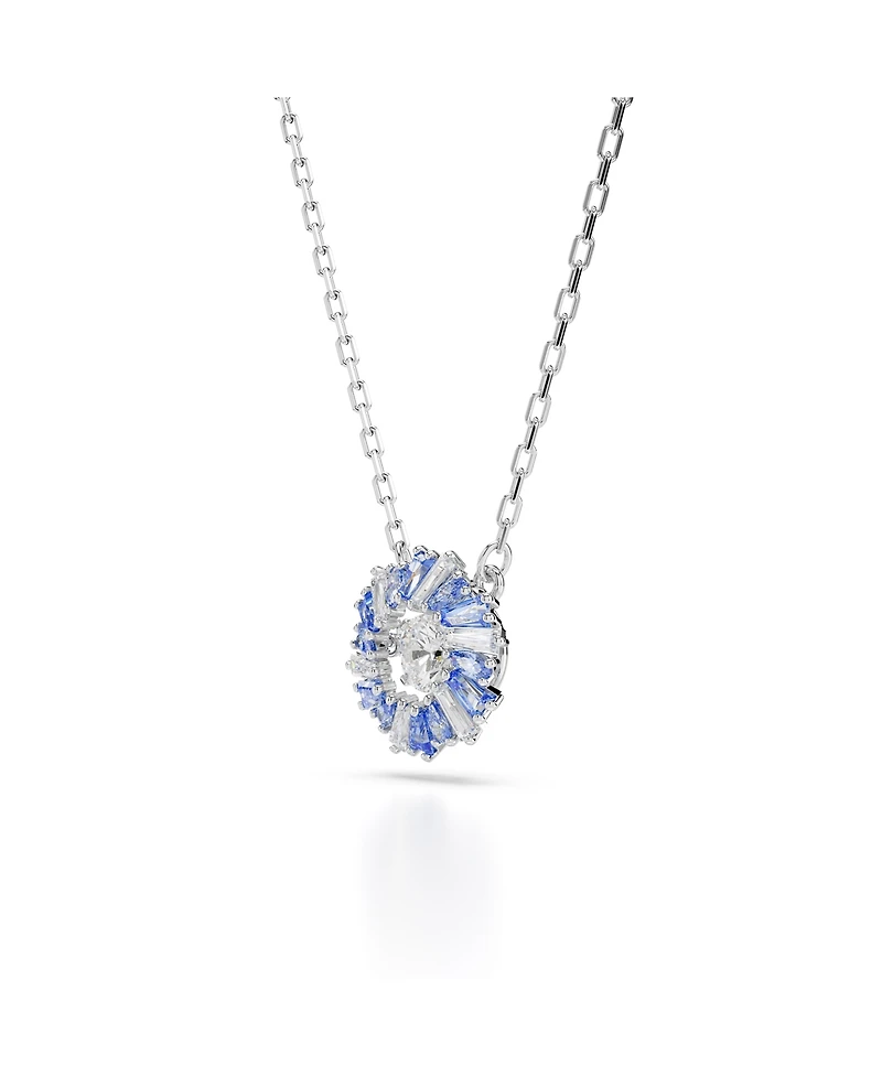 Swarovski Mixed Cuts, Flower, Blue, Rhodium Plated Idyllia Set, 2 Piece