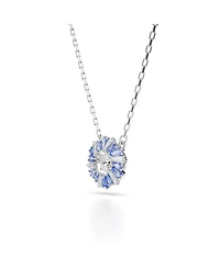 Swarovski Mixed Cuts, Flower, Blue, Rhodium Plated Idyllia Set, 2 Piece