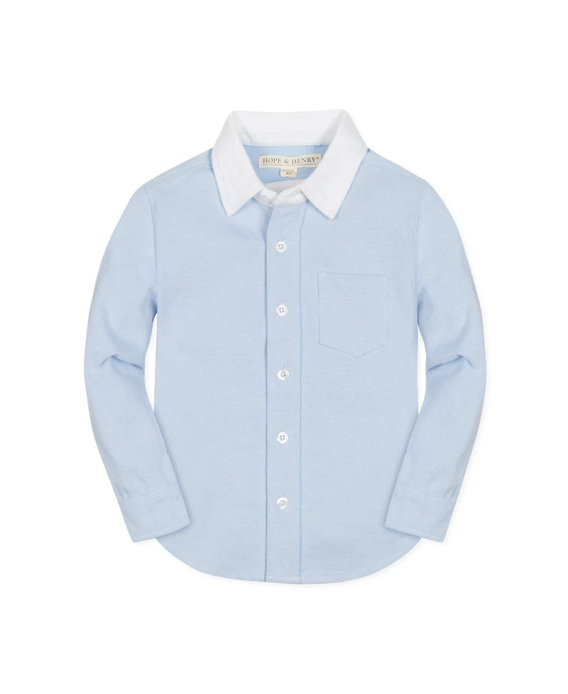 Hope & Henry Boys Long Sleeve Pique Button Down Shirt