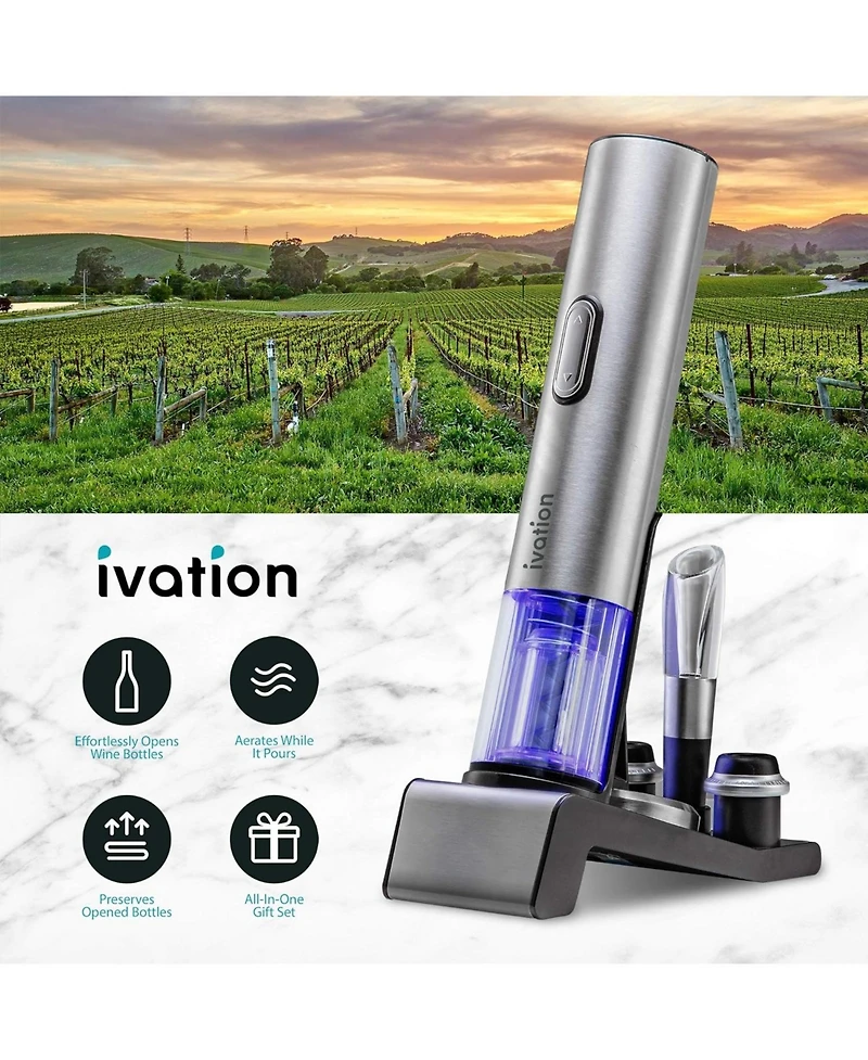 Ivation 7 Piece Wine Set, Electric Wine Opener, Wine Preserver & More!