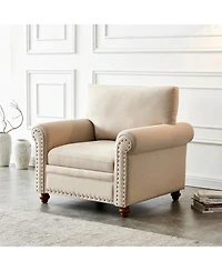 Streamdale Furniture Living Room Sofa Single Seat Chair With Wood Leg Fabric