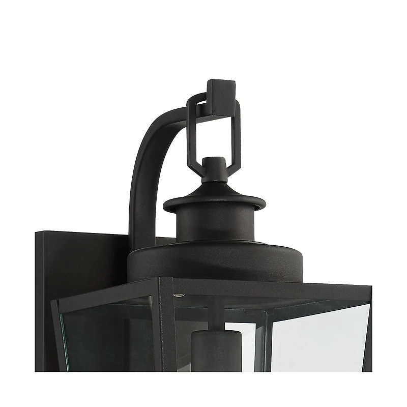 Ackerly Modern Outdoor Wall Light Fixture Textured Black Steel 17 1/4" Clear Glass Panels for Exterior House Porch Patio Outside Deck Garage Yard Fron