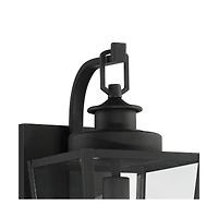 Ackerly Modern Outdoor Wall Light Fixture Textured Black Steel 17 1/4" Clear Glass Panels for Exterior House Porch Patio Outside Deck Garage Yard Fron