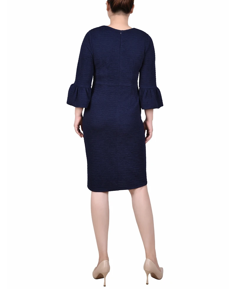 Ny Collection Women's 3/4 Length Imitation Pearl Detail Dress