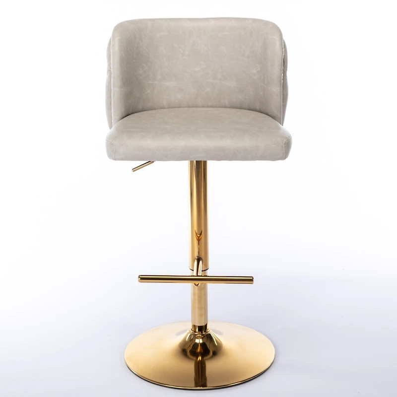 Streamdale Adjustable Swivel Bar Stools Set, Beige, Set of 2