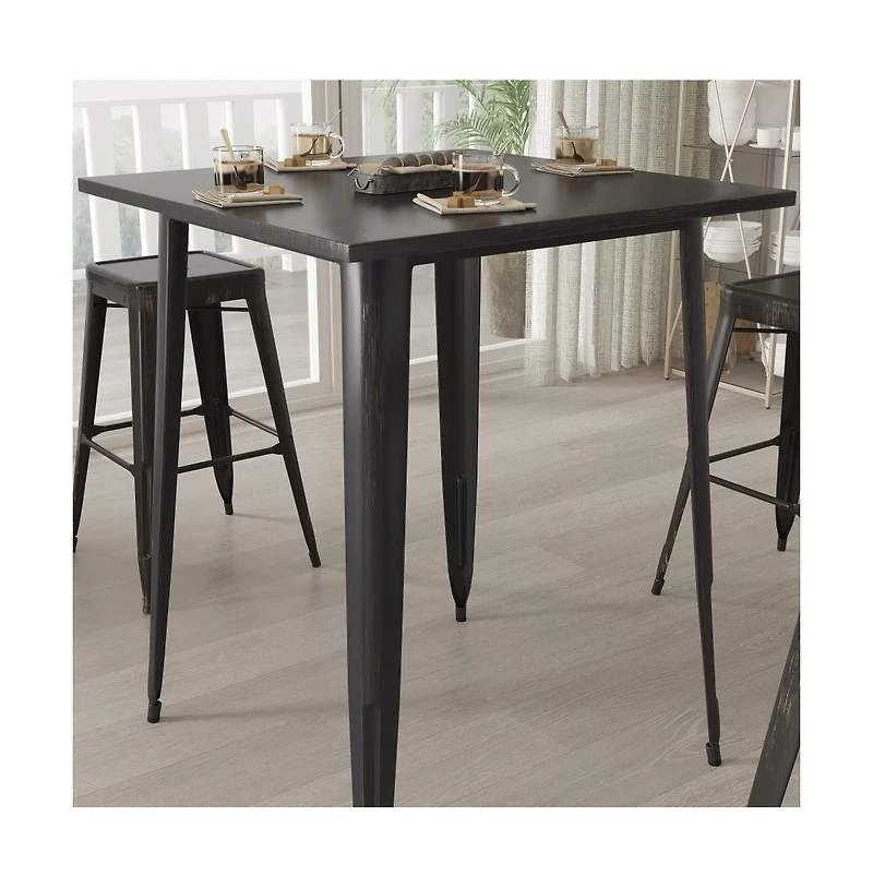 Rothko Patio Dining Table With Metal Frame And Square Top