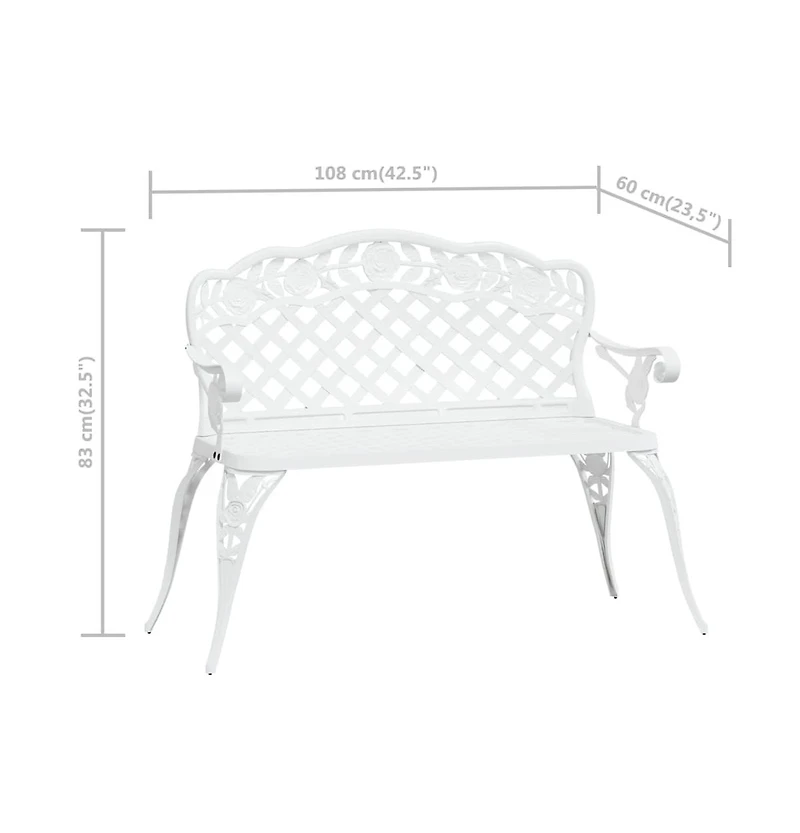 vidaXL Patio Bench 42.5" Cast Aluminum White