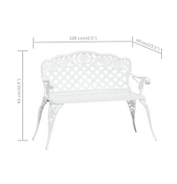 vidaXL Patio Bench 42.5" Cast Aluminum White