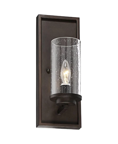 Nobel Industrial Rustic Wall Light Sconce Bronze Hardwired 5 1/4" Fixture Clear Seedy Cylinder Glass Shade for Bedroom Bedside Bathroom Vanity Li