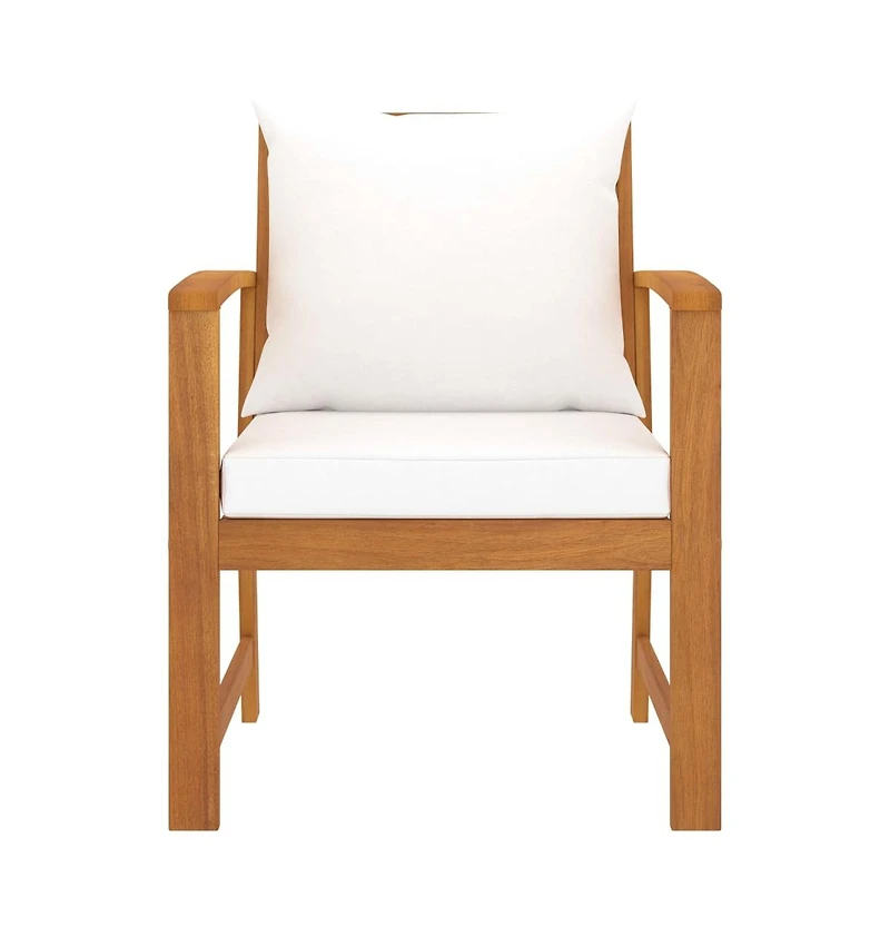 vidaXL Patio Chairs 2 pcs with Cream Cushion Solid Acacia Wood