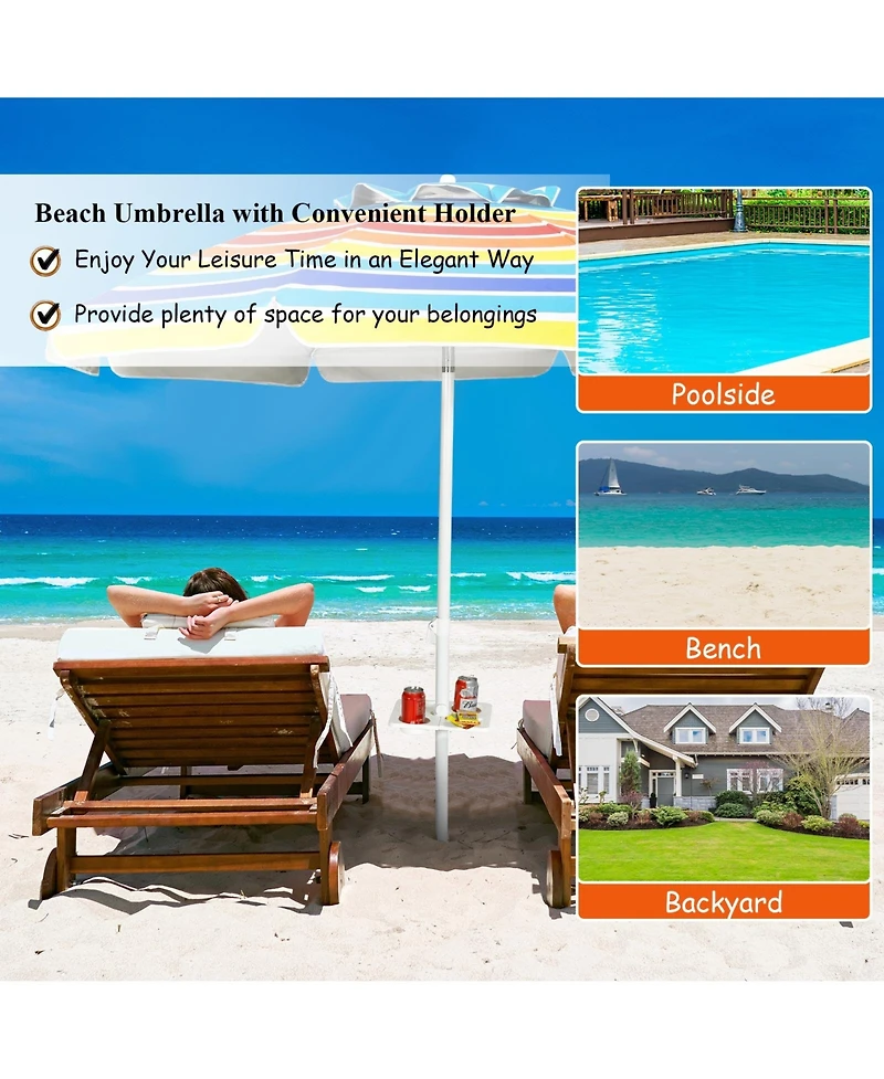 Portable Outdoor Beach Umbrella with Sand Anchor and Tilt Mechanism