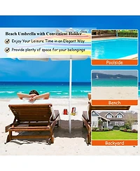 Portable Outdoor Beach Umbrella with Sand Anchor and Tilt Mechanism