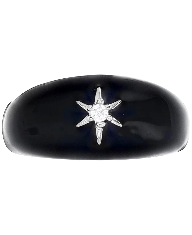 Lab-Grown White Sapphire (1/20 ct. tw.) & Enamel Star Ring Sterling Silver (Also Black Spinel)