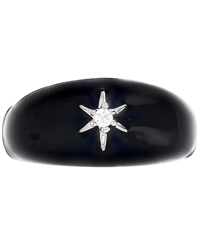 Lab-Grown White Sapphire (1/20 ct. tw.) & Enamel Star Ring Sterling Silver (Also Black Spinel)