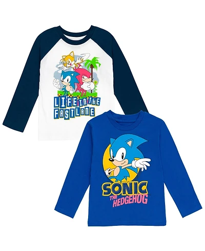 Sega Little Boys Sonic the Hedgehog Tails Knuckles 2 Pack T-Shirts Toddler|Child