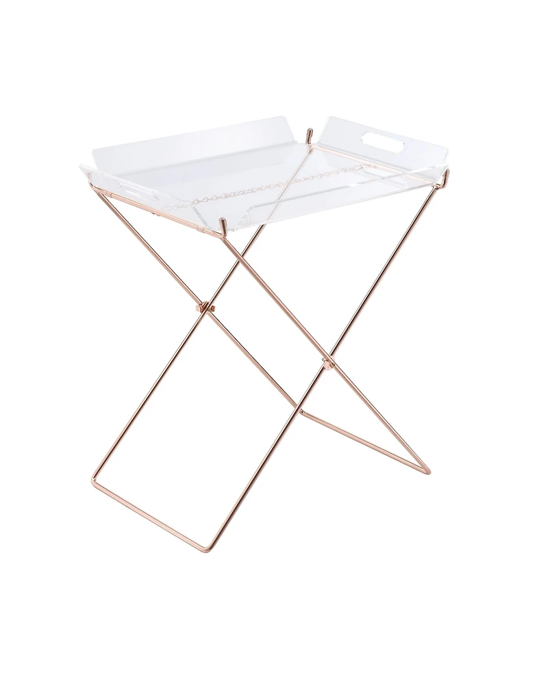 Simplie Fun Cersei Tray Table In Clear Acrylic & Copper