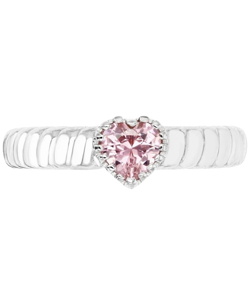 Lab-Grown Pink Sapphire Heart Ring (1/2 ct. t.w.) Sterling Silver