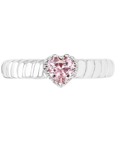 Lab-Grown Pink Sapphire Heart Ring (1/2 ct. t.w.) Sterling Silver