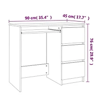 vidaXL Desk High Gloss White 35.4"x17.7"x29.9" Engineered Wood