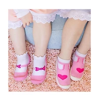Komuello Infant Girl Breathable Washable Non-Slip Sock Shoes T-Strap Heart
