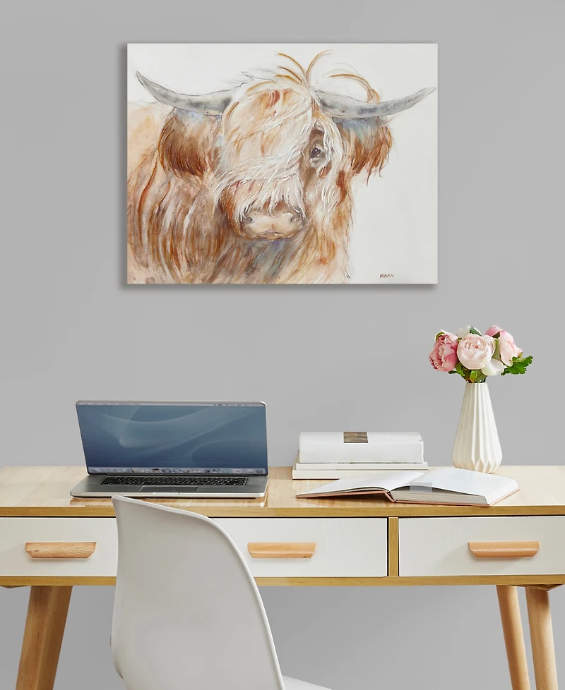 Ink+Ivy Windswept Hand Embellished Highland Bull Canvas Wall Art