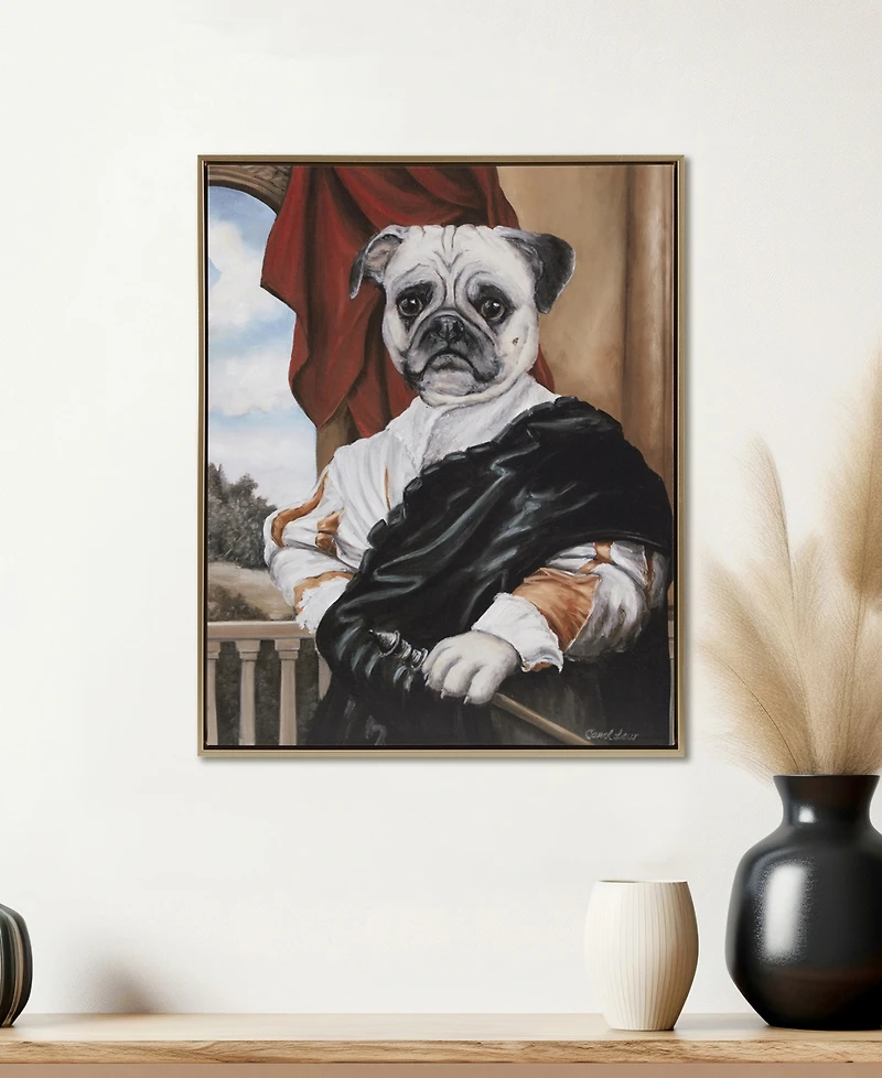 Madison Park Pet Portrait Captain's Guard Pug Framed Canvas Wall Art