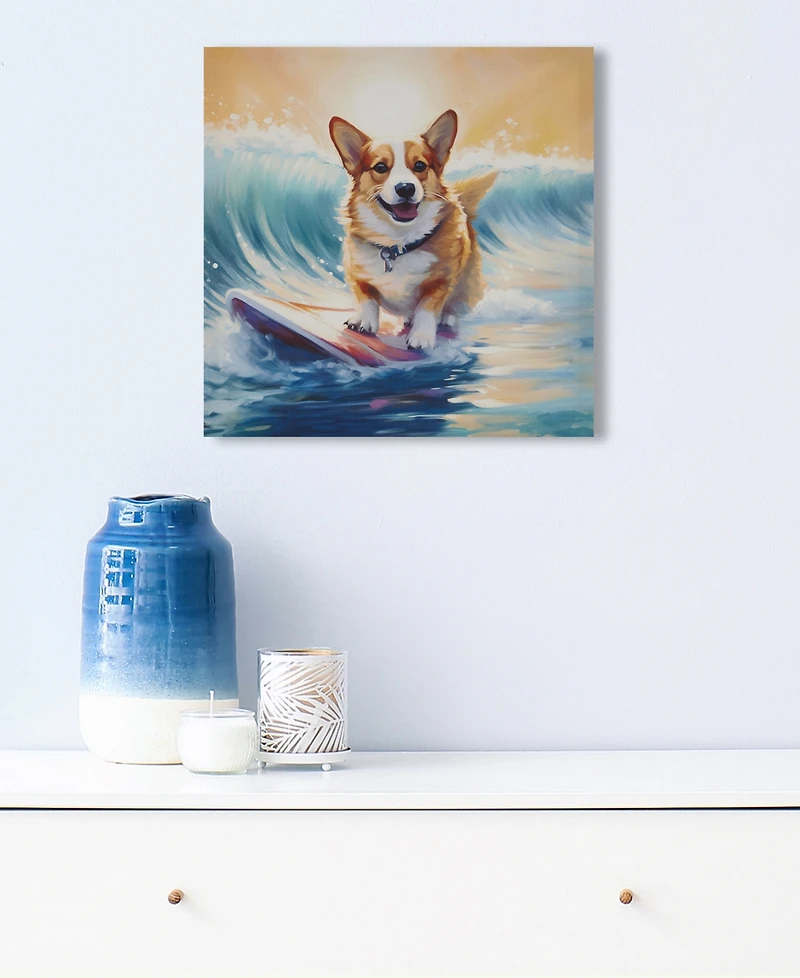 Madison Park Beach Dogs Corgi Canvas Wall Art