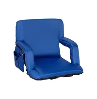 Portable Stadium Chair With Armrests, Reclining Padded Back & Seat, Lightweight Metal Frame Backpack Straps, Storage Pockets